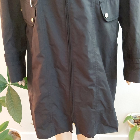 Cole Haan black hooded long trench rain coat - Picture 3 of 15